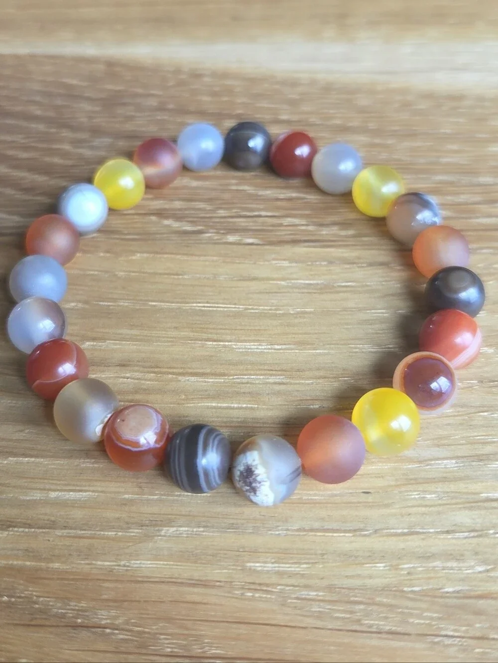 Carnelian & Agate Beaded Stretch Beaded Bracelet | Handmade